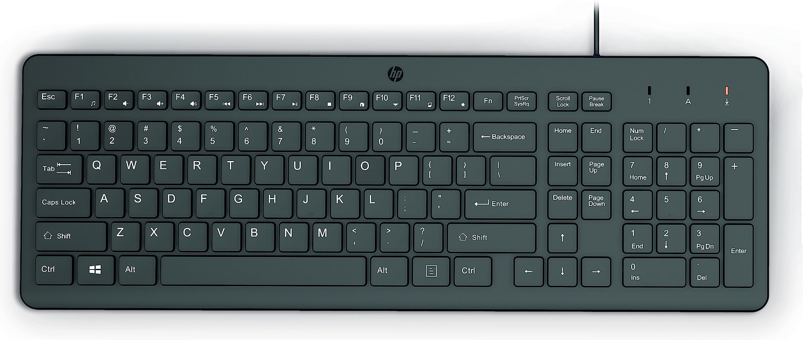 HP laptop keyboard with highlighted scroll lock key