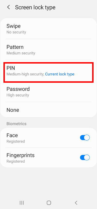 Tap on None or Swipe to disable the lock screen.If prompted, confirm your choice by tapping on Yes or Disable.