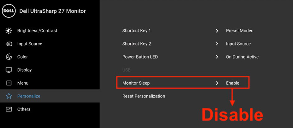 Check the power settings in Windows and adjust them to prevent the monitor from going to sleep.
Disable any power-saving features on the monitor itself.