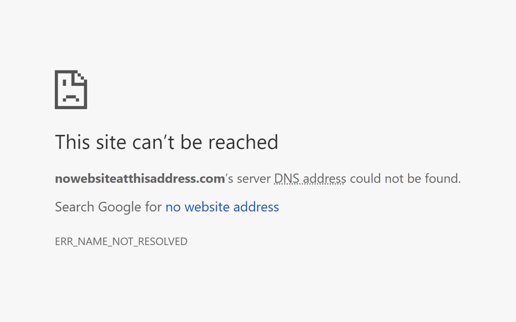 Error message on Chrome browser