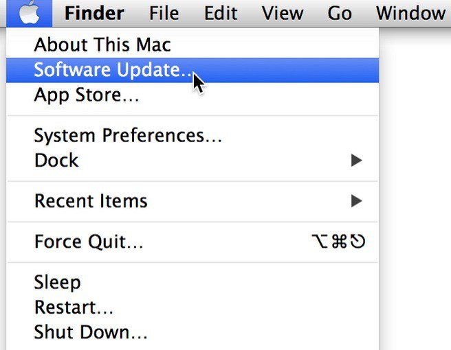 Go to the Apple menu and select "System Preferences."
Click on "Software Update."