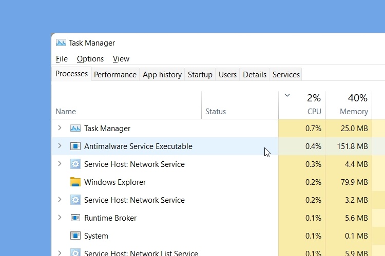 Open Task Manager by pressing Ctrl+Shift+Esc.
Under the Processes tab, look for the Windows Explorer process.