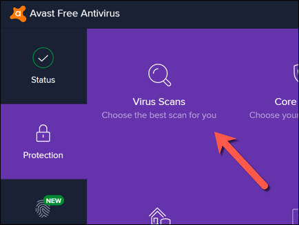 Open your preferred antivirus software.
Select the Scan option.