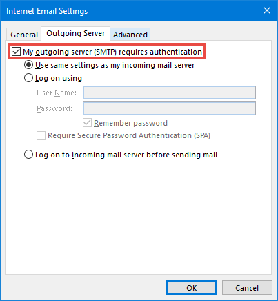 Outgoing Mail Server (SMTP): Ensure that the outgoing mail server settings are accurate. Double-check the server address and port numbers.
Authentication: Make sure the authentication settings are correctly configured. If required, enable authentication and provide the necessary credentials.