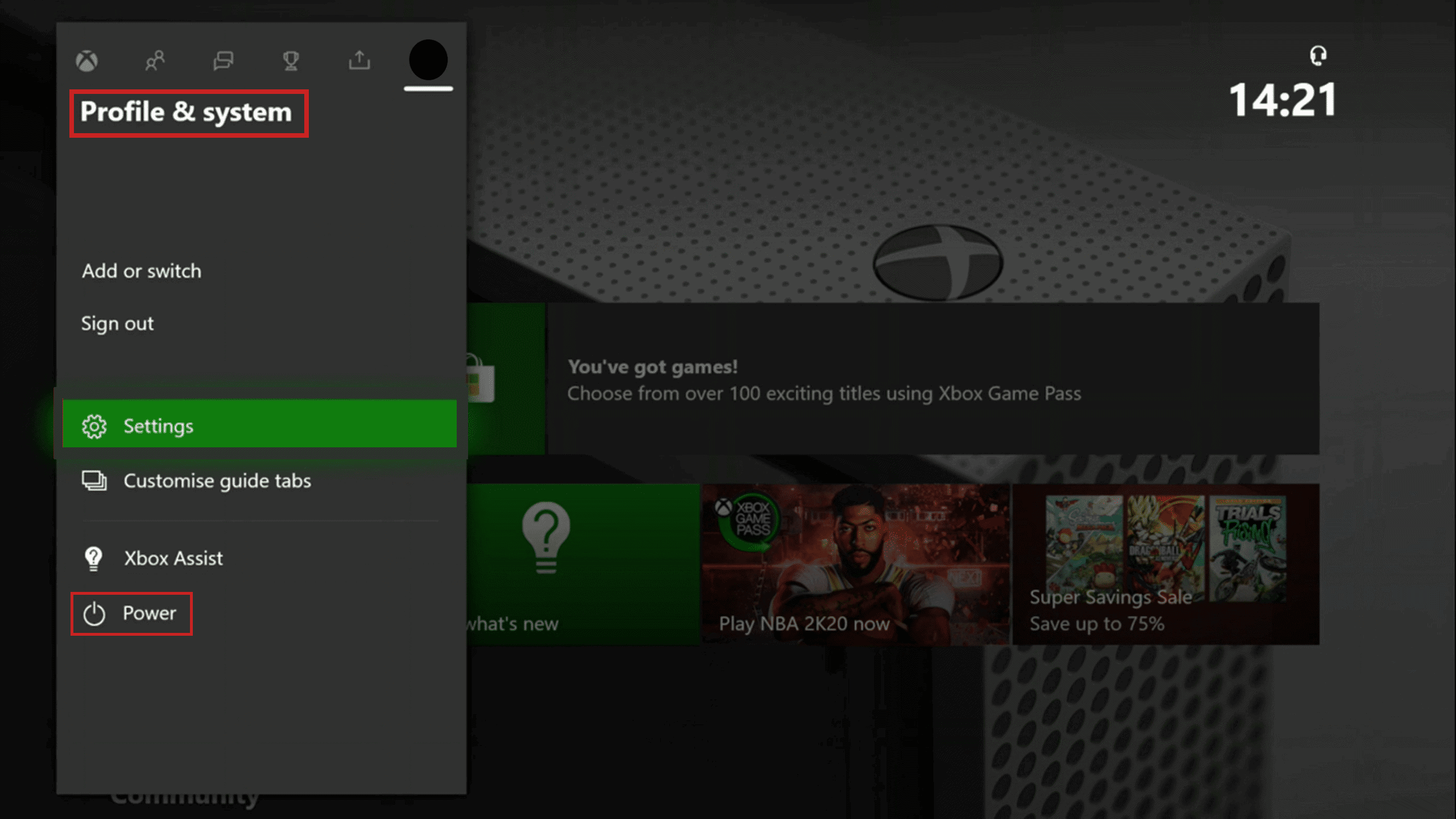 Press the Xbox button to open the guide
Select "Profile & system" and then "Settings"