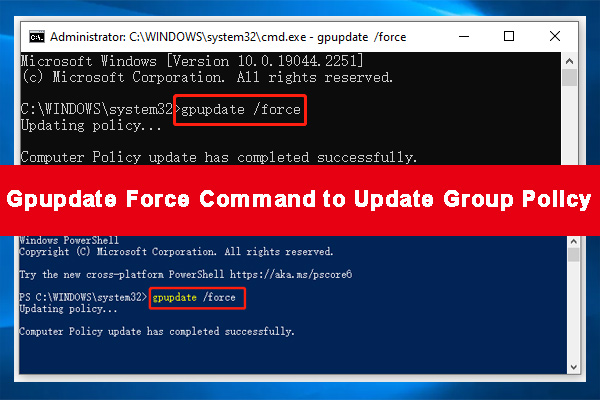 Right-click on "Command Prompt" and select "Run as administrator".
In the command prompt window, type the following command and press Enter: gpupdate /force
