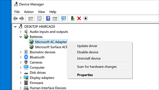 Right-click on the device Select Update Driver