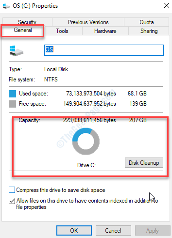 Select This PC
Right-click on the disk you want to clean and select Properties