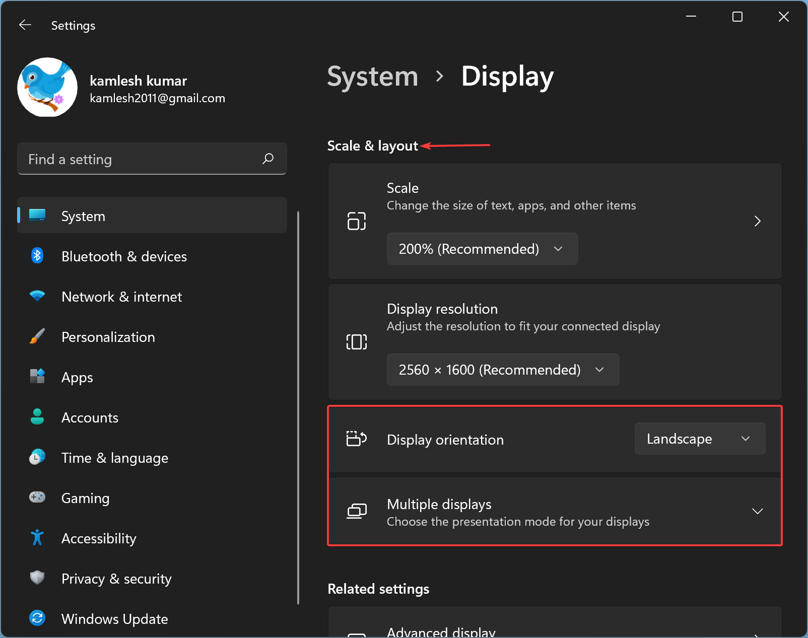 Tablet with screen rotation settings