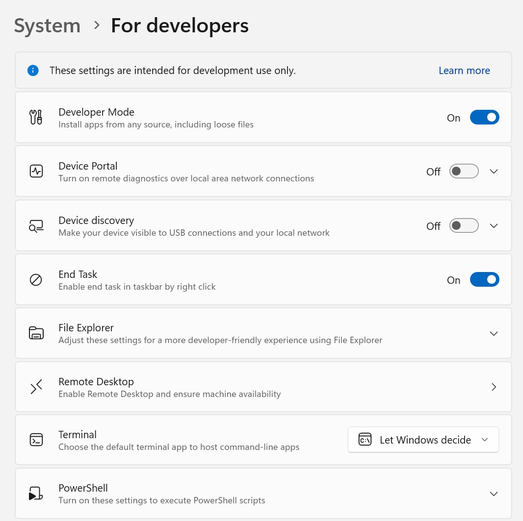 Windows 10 Developer Mode package installation steps