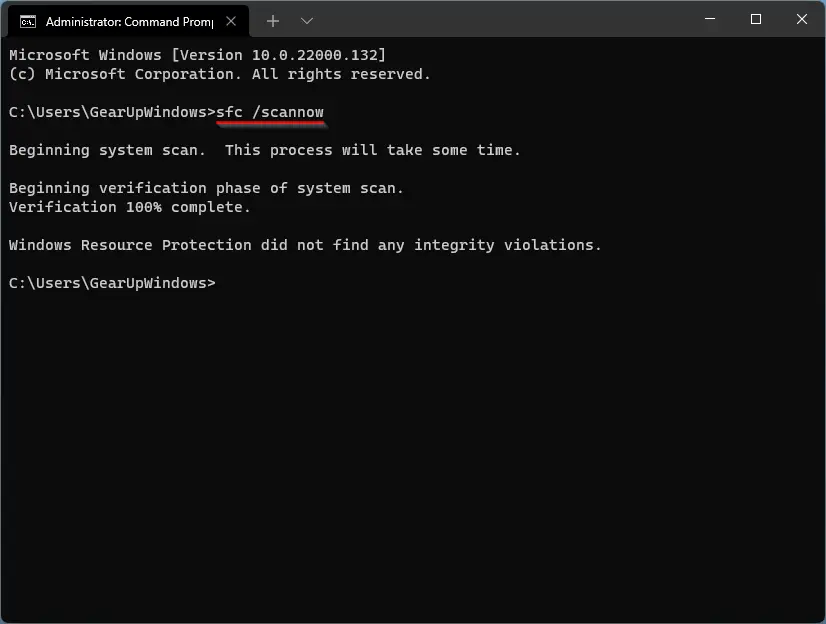 Windows command prompt with SFC and DISM commands