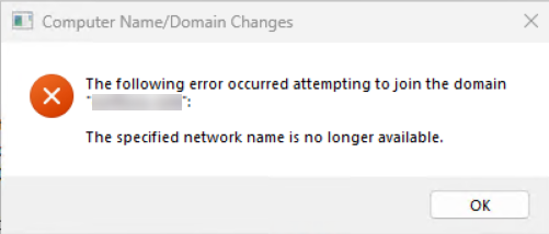 Windows domain error message