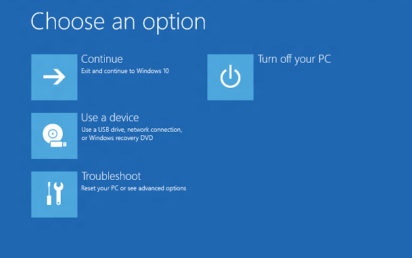 Windows repair options menu